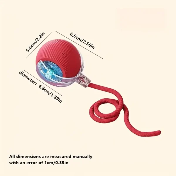 MIAOQUANJI Self-Rolling Cat Toy Ball with LED Lights & Tail String - USB Rechargeable Interactive Pet Exercise Toy for Cats & Small Dogs, Durable Silicone Auto-Moving Ball for Indoor Play, Pet Play Toy | Textured Surface | Silicone Construction, Interactive Cat Toy, MIACQUANJI - Image 5