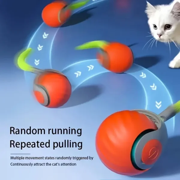 Interactive Cat Toy Ball - USB Rechargeable, Striped Rolling and Swinging Design for Cats, Relieves Boredom, Durable Acrylic Nitrile Material, Perfect for Small Breeds, Kitten Teaser Ball | Striped Pattern | USB Charging Bal - Image 3