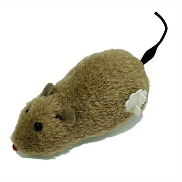 1pc Durable Interactive Clockwork Mouse Toy - Running Rat Plush for Cats & Small Dogs, Battery-Free, Assorted Colors (Black, Grey/Pink, Brown), All Breed Sizes, Plastic Material, Rat Toys - Image 2