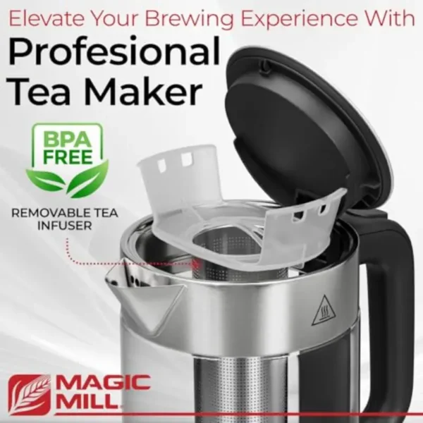 Pro Electric Kettle with tea Infuser and Temperature Control Keep Warm Function Rapid Boil Automatic Safety Shut Off BPA Free No Plastic on Water British Patent Technology Large 57.48oz - Image 2