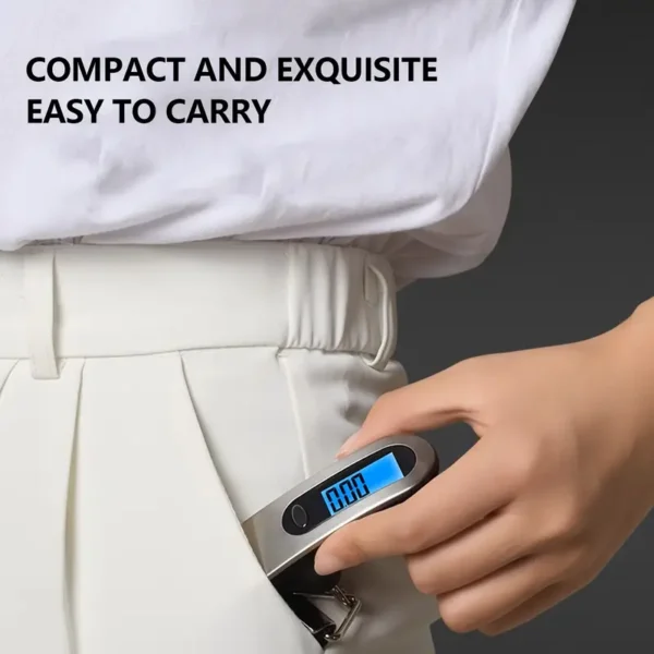 Portable Handheld Scale, LCD Digital Luggage Scale - 110 lbs/ 50kg Max Weighing Capacity, Battery Operated with Wire Hook, Mini Electronic Scale for Travel and Fishing - Image 3