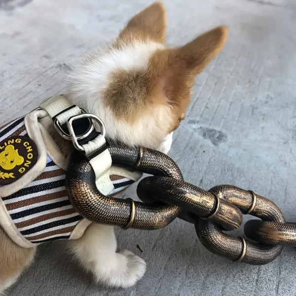 Funny Chain-Linked Dog Toy with Traction Rope - Lightweight PP Material, High Head Retention, Metallic Appearance Rope for Small/Medium Breeds, Durable and Entertaining Pet Play Accessory, Durable Dog Toy|Metallic Appearance Rope|Durable Plastic Rop