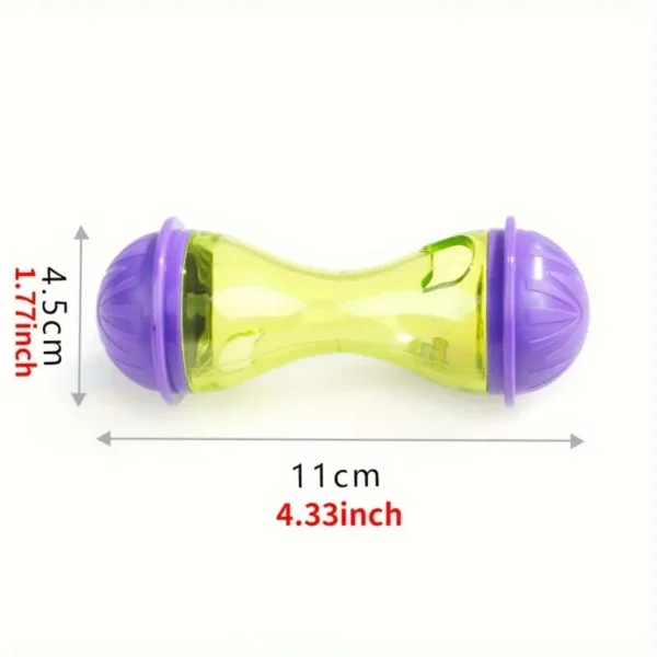 Interactive Pet Food Dispenser Feeder Toy for Cats & Small Dogs - Durable Plastic Shaker Bowl with Leakage Design, Geometric Pattern, Purple & Green Colors - Promotes Exercise & Mental Stimulation, Cat Treat Dispenser Toy, Safe Pet Material - Image 4