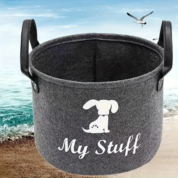 1pc Spacious Fleece Pet Toy Organizer - Ideal Storage for Dog Toys, Blankets, and Accessories, Without Battery
