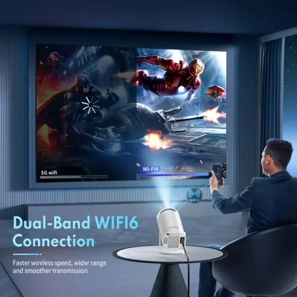 Portable 4K Mini Projector With WiFi And Wireless - [Built-in Apps & Auto Keystone]Full HD 1080P Supported, 180° Rotation Movie Projector, Compatible With TV Stick/Smartphone/USB - Image 2