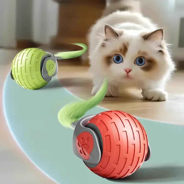 Interactive Automatic Rolling Cat & Dog Toy Ball - USB Rechargeable, Durable Plastic Pet Ball with Vibrant Colors for Indoor Play, Small Breeds, Cat Entertainment | Vibrant Pet Toy | Interactive Construction - Image 4