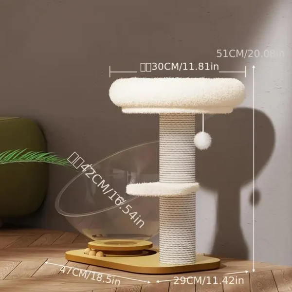 All-Season Transparent Cat Bed with Stand, Durable Scratching Post and Anti-Shedding Climbing Frame for Cats