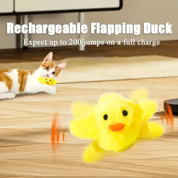 1pc Duck Plush Cat Toy, Interactive Sound Toy, Durable And Soft Plush Material, Yellow Duck Pet Toy, Suitable for Boredom Relief, Suitable for Sports And Entertainment, USB Rechargeable Plush Material, Electronic Pet Toy, Interactive Cat Toy, Suitable for All Breed - Image 2