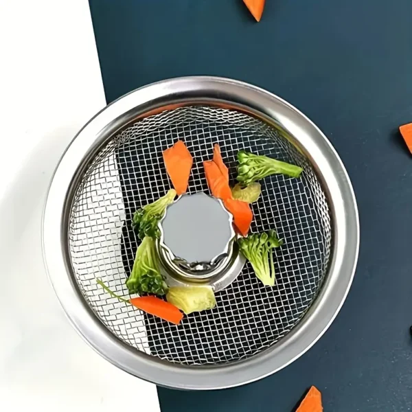 1pc Stainless Steel Kitchen Sink Filter - 97.54cm Anti-Clog Net with Central Knob, Easy to Clean, Suitable for Bathroom, Toilet and Washbasin Drain Pipes, Kitchen Sink Accessorie - Image 3