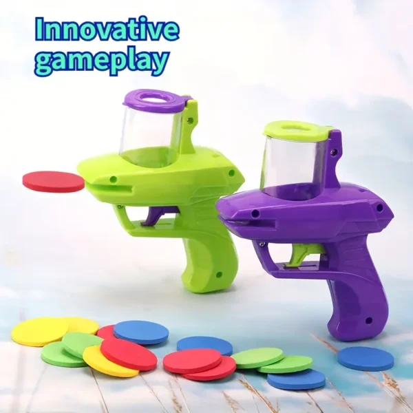 2 pack purple and green [Colorful Disc Launcher] Durable ABS Material Colorful Foam Disc Launcher Toy | Handheld Flying Saucer Game for Youngsters, Fun Outdoor Backyard Play & Birthday Gift for Boys and Girls, Mixed Colors (Purple, Green, Yellow), Colorful Play Disc | Engaging Youngsters' Toy | Safe for Youngsters, Toys Purple - Image 5