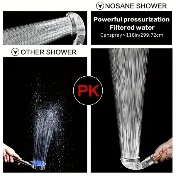 1pc High-Pressure 5-Mode Adjustable Shower Head with Water-Saving Design, Handheld Bathroom Accessory for Enhanced Shower Experience, Wall-Mounted, Round Plastic Body, Transparent Spray Nozzle with Bead Filter, Shower Accessories - Image 3