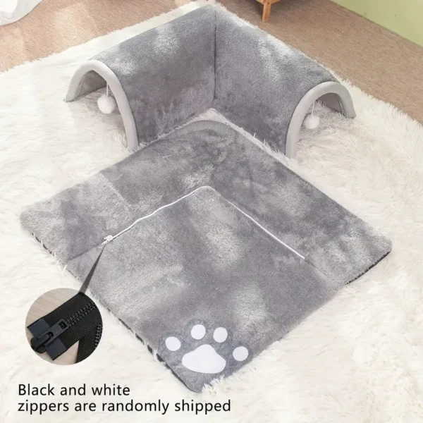 1pc Multifunctional Thickened Plush Grey Cat Tunnel - Soft, Cozy Play Toy for Small to Medium Cats and Dogs, All-Season Pet Mat - Image 2