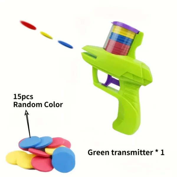 [Colorful Disc Launcher] Durable ABS Material Colorful Foam Disc Launcher Toy | Handheld Flying Saucer Game for Youngsters, Fun Outdoor Backyard Play & Birthday Gift for Boys and Girls, Mixed Colors (Purple, Green, Yellow), Colorful Play Disc | Engaging Youngsters' Toy | Safe for Youngsters, Toy green