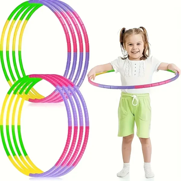 Colorful Detachable Plastic - Lightweight Fitness & Dance Ring for Outdoor Play, Exercise, and Fun - Mixed Colors (Pink, Green, Yellow, Purple, Blue) - Perfect for Youngsters and Adults, for Fitness - Image 4