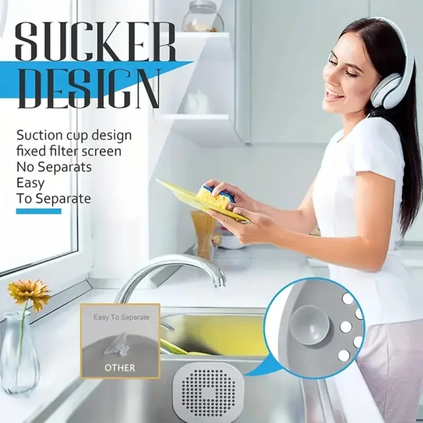 Bovinde Hair Drain Catcher,Square Drain Cover for Shower Silicone Hair Stopper with Suction Cup,Easy to Install Suit for Bathroom,Bathtub,Kitchen 1pc - Image 2