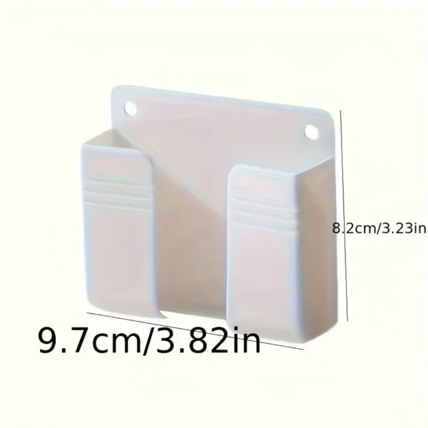 1pc Durable Plastic Multifunctional Wall-Mounted Mobile Charger Holder with Shower Storage, Remote Control Organizer, No-Electricity Needed, Space-Saving Design - Image 2