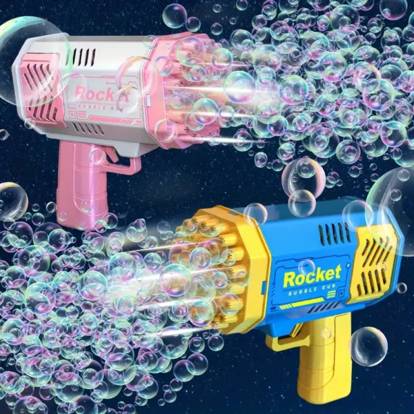 40-Hole Space Bubble Gun with Screw-Wrapped Bubble Film - Blue/Yellow, Outdoor Sports Toy (Bubble Solution Not Included) PINK - Image 2