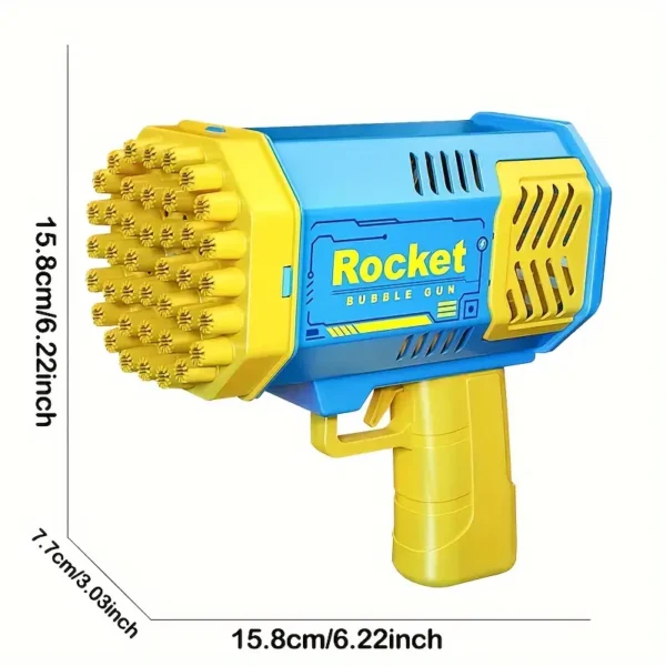 40-Hole Space Bubble Gun with Screw-Wrapped Bubble Film - Blue/Yellow, Outdoor Sports Toy (Bubble Solution Not Included) BLUE - Image 3