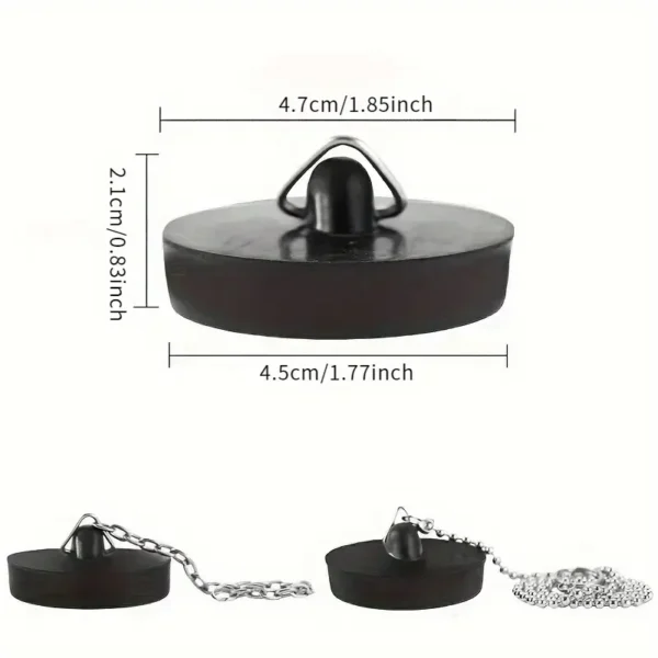 1pc Rubber Tub Stopper with 3.94" Stainless Steel Beaded Chain - Odor-Proof Sink & Bathtub Drain Plug, Durable Rubber Bath Stopper with Hang Ring for Kitchen, Shower, Laundry, Bathtub Drain Stopper, Kitchen Sink Plug, Sleek Design, Longlasting Plug, Bathroom Accessories - Image 4