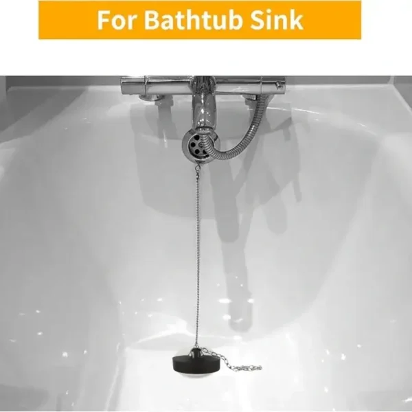 1pc Rubber Tub Stopper with 3.94" Stainless Steel Beaded Chain - Odor-Proof Sink & Bathtub Drain Plug, Durable Rubber Bath Stopper with Hang Ring for Kitchen, Shower, Laundry, Bathtub Drain Stopper, Kitchen Sink Plug, Sleek Design, Longlasting Plug, Bathroom Accessories - Image 5