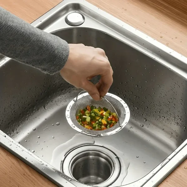 Stainless Steel Sink Strainer, 1pc Multipurpose Bathtub Hair Catcher, Non-Electric Shower Drain Filter with Handle, Metal Floor Drain for Kitchen and Bathroom Accessories - Image 5