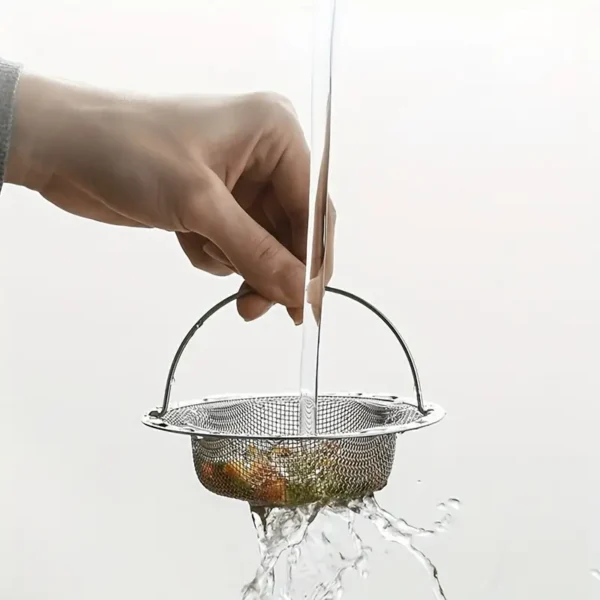 Stainless Steel Sink Strainer, 1pc Multipurpose Bathtub Hair Catcher, Non-Electric Shower Drain Filter with Handle, Metal Floor Drain for Kitchen and Bathroom Accessories - Image 3