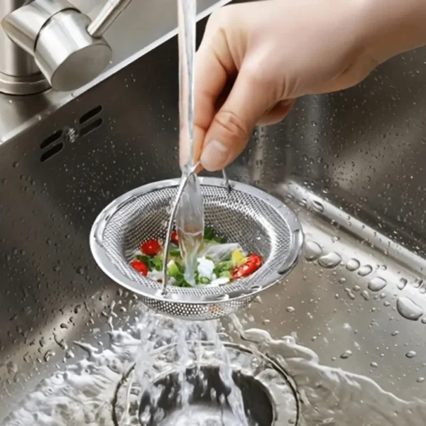 Stainless Steel Sink Strainer, 1pc Multipurpose Bathtub Hair Catcher, Non-Electric Shower Drain Filter with Handle, Metal Floor Drain for Kitchen and Bathroom Accessories - Image 4