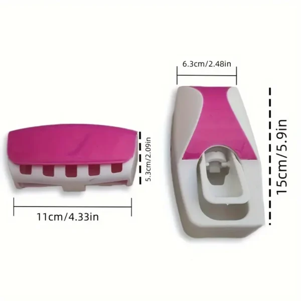 Automatic toothpaste squeezing wall-mounted toothbrush holder, can hold 5 toothbrushes, no power required, plastic material, bathroom supplies - Image 3