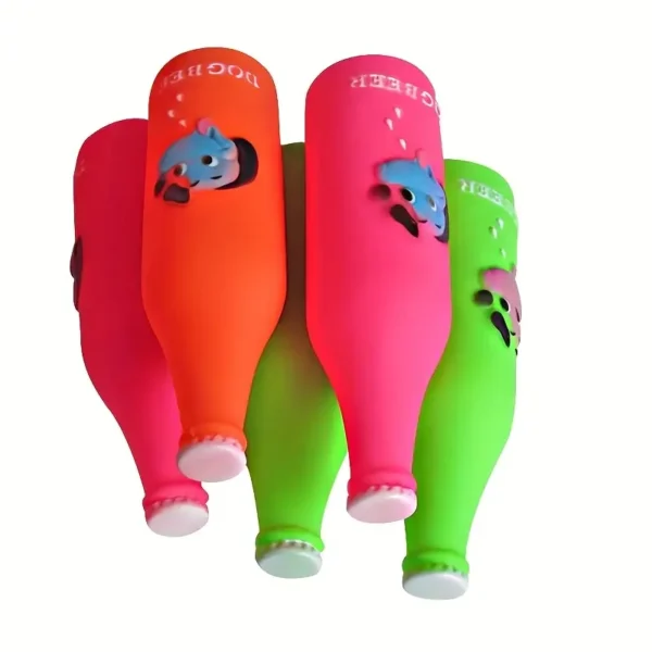 Pet Dog Squeaky Beer Bottle Cocktail Bottle Pet Toy Durable Latex Cocktail Bottle Dog Toy Random Color One, Without Battery