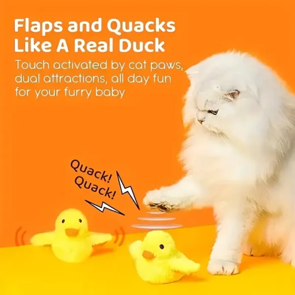 1pc Duck Plush Cat Toy, Interactive Sound Toy, Durable And Soft Plush Material, Yellow Duck Pet Toy, Suitable for Boredom Relief, Suitable for Sports And Entertainment, USB Rechargeable Plush Material, Electronic Pet Toy, Interactive Cat Toy, Suitable for All Breed - Image 5