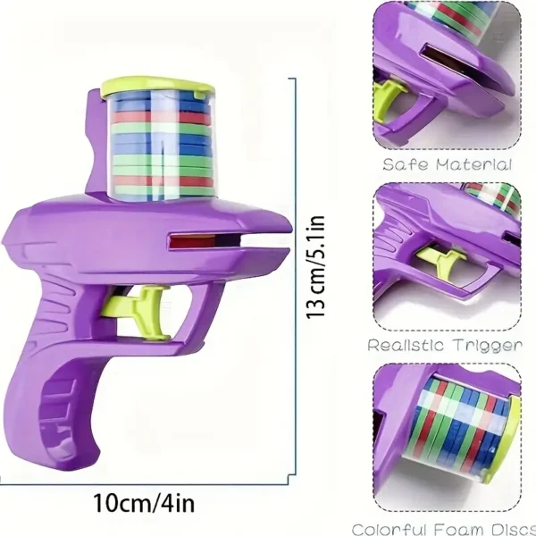 [Colorful Disc Launcher] Durable ABS Material Colorful Foam Disc Launcher Toy | Handheld Flying Saucer Game for Youngsters, Fun Outdoor Backyard Play & Birthday Gift for Boys and Girls, Mixed Colors (Purple, Green, Yellow), Colorful Play Disc | Engaging Youngsters' Toy | Safe for Youngsters, Toys Purple - Image 3