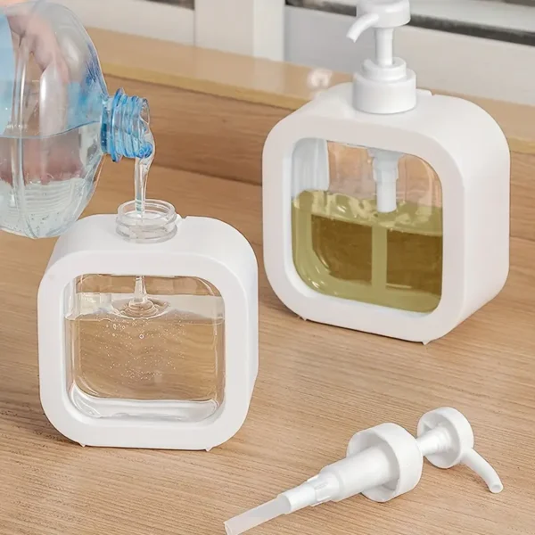 1pc Clear Plastic Soap Dispenser - Press-Type, Refillable Lotion & Shampoo Bottle for Bathroom Organization - Image 3
