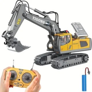 [Wireless | Metal] 2.4GHz Wireless Remote Control Excavator Toy | 11-Channel Alloy Metal Construction, USB Rechargeable 18650 Lithium Battery, Weather-Resistant | for Kids 14+ Years, Operating Voltage ≤36V