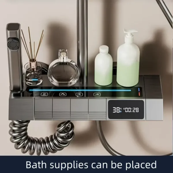 Digital Thermometer, Shower Piano Key Ambient Light, Rainfall Shower System, Spring Bathroom Decor Gift, Four-Water Flow Outlets, Adjustable Water Pressure and Temperature, Enhanced Water Jet and Air Spray Experience, Ideal Bathroom Renovation Choice - Image 6