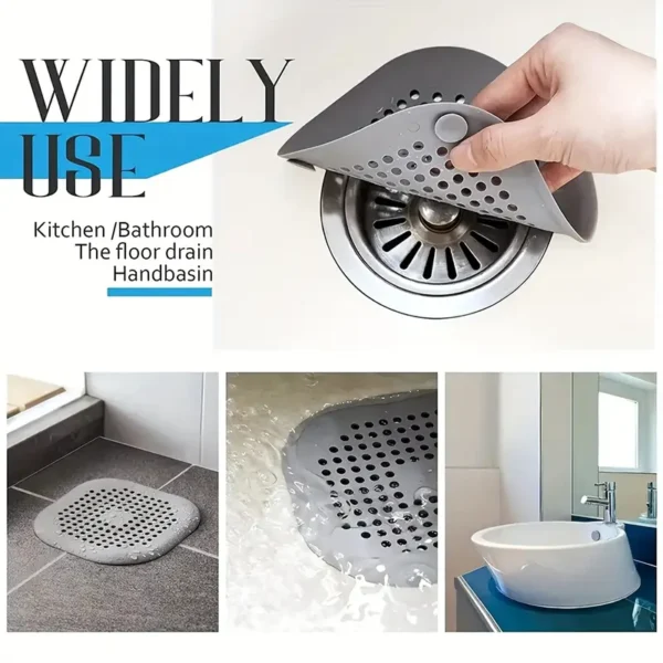 Bovinde Hair Drain Catcher,Square Drain Cover for Shower Silicone Hair Stopper with Suction Cup,Easy to Install Suit for Bathroom,Bathtub,Kitchen 1pc - Image 3