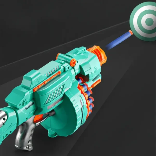 TONAPEETO Turquoise Automatic Foam Blaster with 40 Foam Bullets - Battery-Powered, Durable Plastic Toy Gun for Youngsters & Teens, Ideal Birthday & Christmas Gift - Image 2
