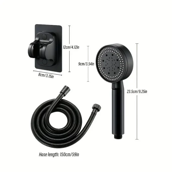 Handheld Shower Head with Adjustable 5-Mode Settings | Wall-Mounted, Round Plastic Design | Includes Bracket and Flexible Hose | Multi-Functional Bathroom Accessory for Modern Showers, Shower Installation | Spacesaving Design | Plastic Construction, Shower Accessories