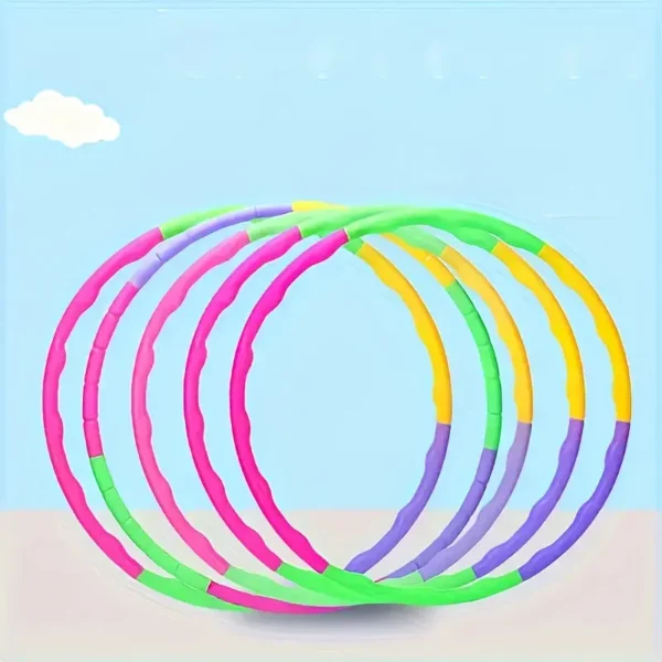 Colorful Detachable Plastic - Lightweight Fitness & Dance Ring for Outdoor Play, Exercise, and Fun - Mixed Colors (Pink, Green, Yellow, Purple, Blue) - Perfect for Youngsters and Adults, for Fitness - Image 2