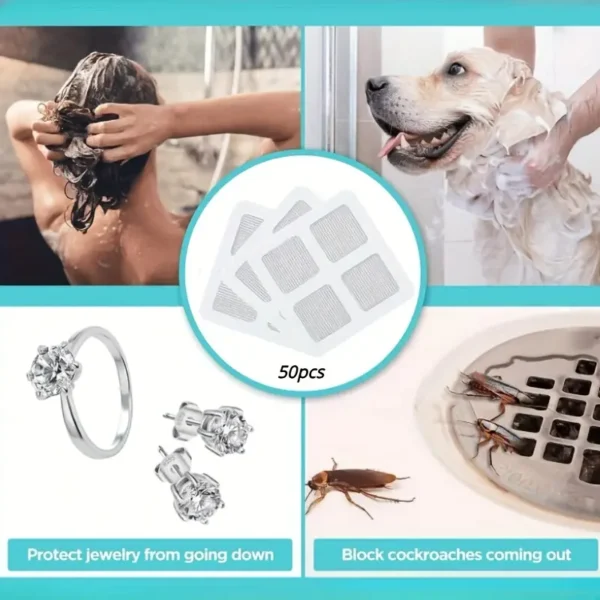50pcs Hair Catcher Drain Stickers: Prevent Hair, Shower Drain Clogger, Easy to Use, No Power Required - Image 2