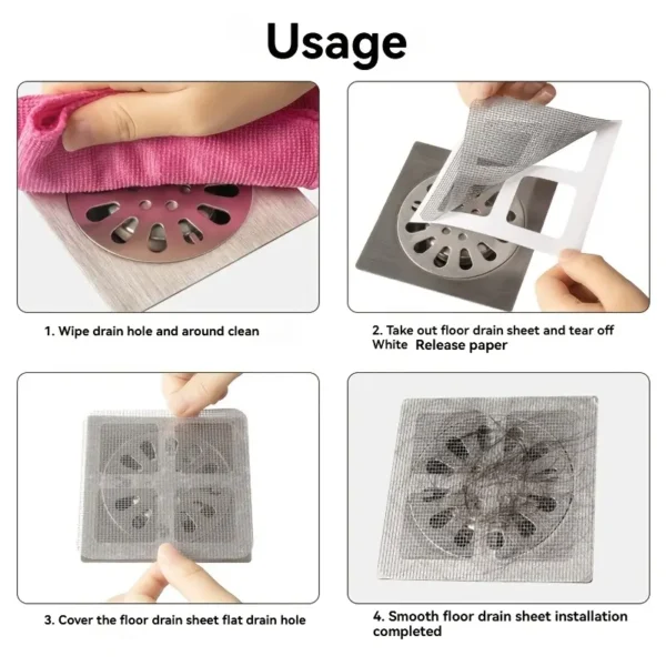 10pcs bathroom hair filter hair screen Toilet sewer filter Kitchen anti-clogging anti-insect self-adhesive floor drain sticker. - Image 2