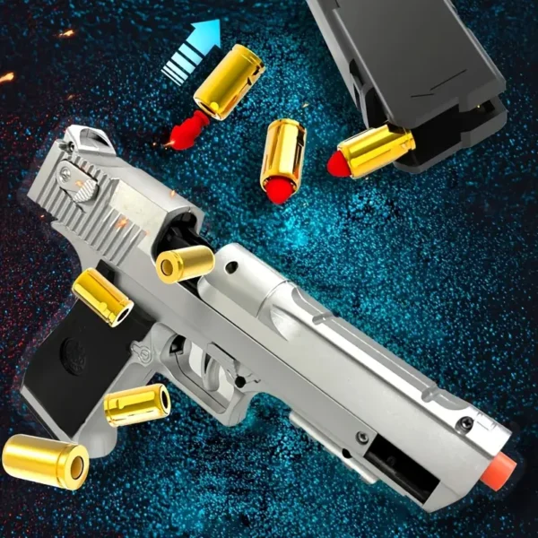 Manual Load Mechanical Continuous Fire Ejecting Pistol Outdoor Combat Sports Prop Halloween Christmas Holiday Gift 1 Magazine 6 Shell 30 Bullets - Image 2