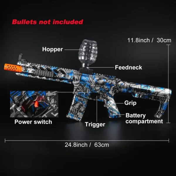 Exciting M416 Electric Ball Blaster Toy- High-Speed, Metallic Finish, Rechargeable with Glasses - Perfect Gift for Summer Birthday Parties - Image 4