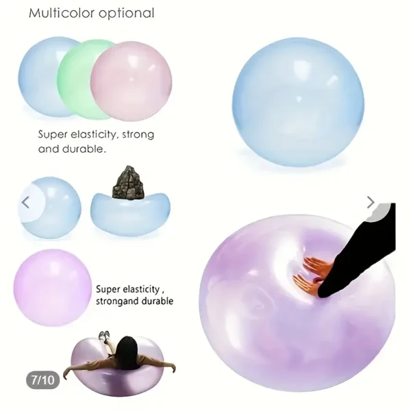 Giant Inflatable Bubble Ball - Durable PVC, Blue/White, Perfect for Beach, Playground & Water Park Fun, Summer Entertainment|Playful Activity|Durable Inflatable - Image 3