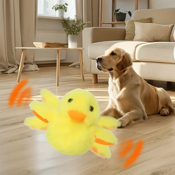 1pc Duck Plush Cat Toy, Interactive Sound Toy, Durable And Soft Plush Material, Yellow Duck Pet Toy, Suitable for Boredom Relief, Suitable for Sports And Entertainment, USB Rechargeable Plush Material, Electronic Pet Toy, Interactive Cat Toy, Suitable for All Breed - Image 4