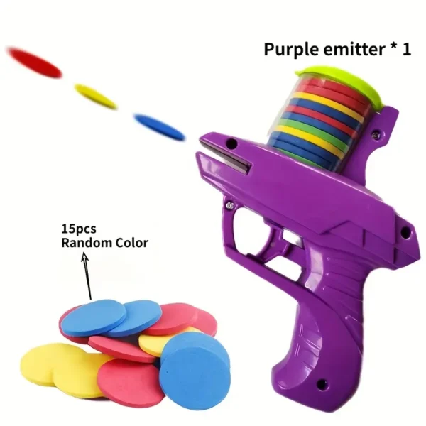 [Colorful Disc Launcher] Durable ABS Material Colorful Foam Disc Launcher Toy | Handheld Flying Saucer Game for Youngsters, Fun Outdoor Backyard Play & Birthday Gift for Boys and Girls, Mixed Colors (Purple, Green, Yellow), Colorful Play Disc | Engaging Youngsters' Toy | Safe for Youngsters, Toys Purple