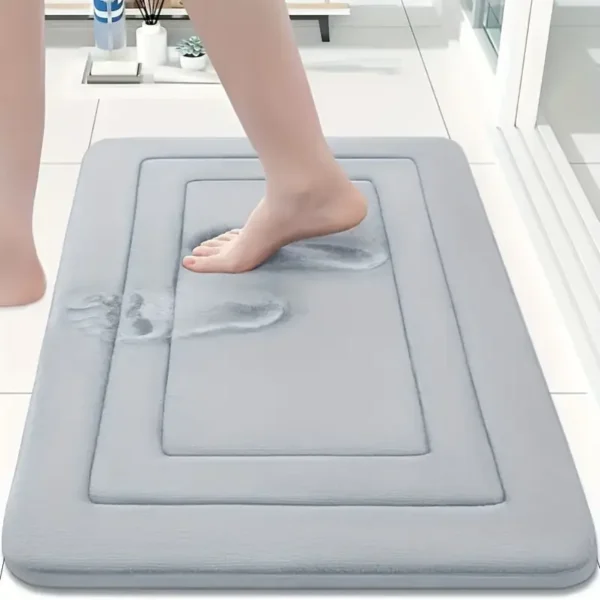 Soft and Comfortable Memory Foam Bath Mat, Non-Slip Absorbent Bathroom Mat, Machine Washable, Polyester and PVC Blend, Vibrant Color, 400gsm, 1.2cm Thick, Rectangular Shape, Braided Fabric, Easy to Clean, Bathroom Rug