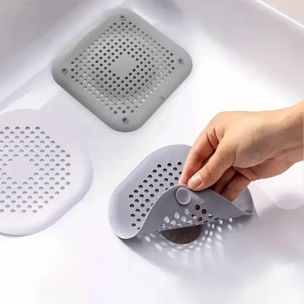 Bovinde Hair Drain Catcher,Square Drain Cover for Shower Silicone Hair Stopper with Suction Cup,Easy to Install Suit for Bathroom,Bathtub,Kitchen 1pc