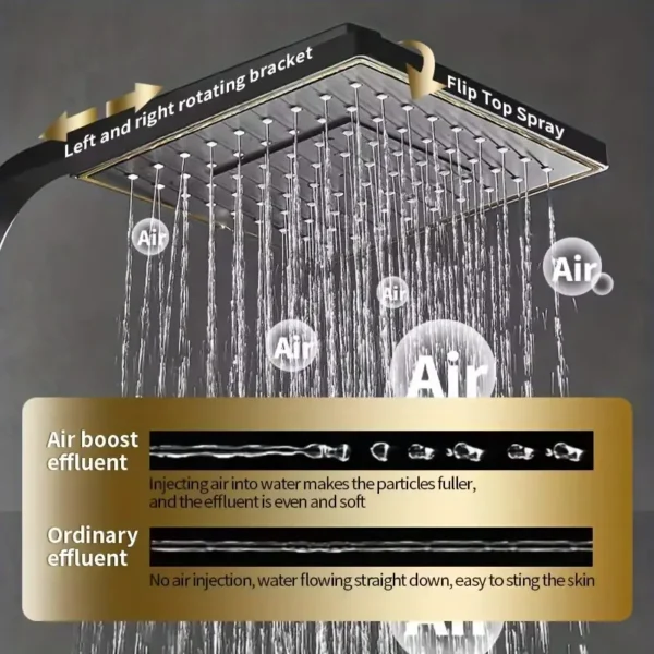 Black Golden Button Square Tube 4-Stage Adjustable Pressure Bidet Shower Set, Christmas/Halloween Gift Decoration - Image 5