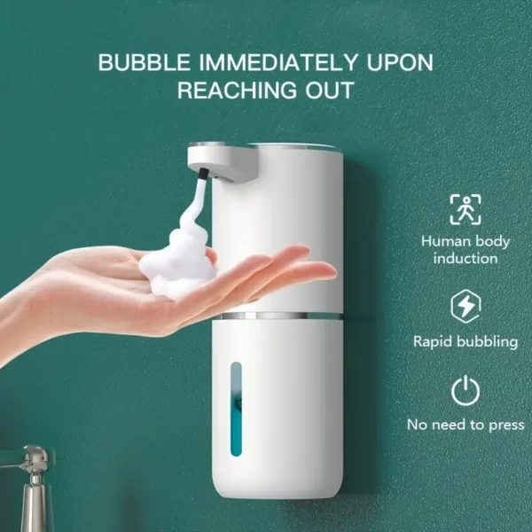 380Ml Automatic Soap Dispenser with Touchless Sensor - Wall-Mounted, Rechargeable Lithium Battery, USB Charging, Modern Black Design for Bathroom And Kitchen, Bathroom Soap Dispenser|Modern Soap Dispenser|Touchless Soap Dispenser - Image 3