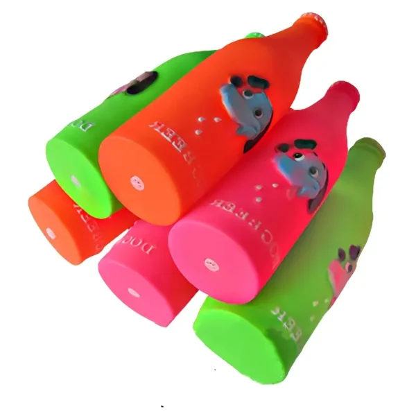 Pet Dog Squeaky Beer Bottle Cocktail Bottle Pet Toy Durable Latex Cocktail Bottle Dog Toy Random Color One, Without Battery - Image 2